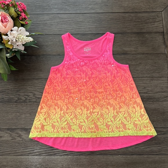 Girls hot pink Justice sparkly tank top - Picture 4 of 12